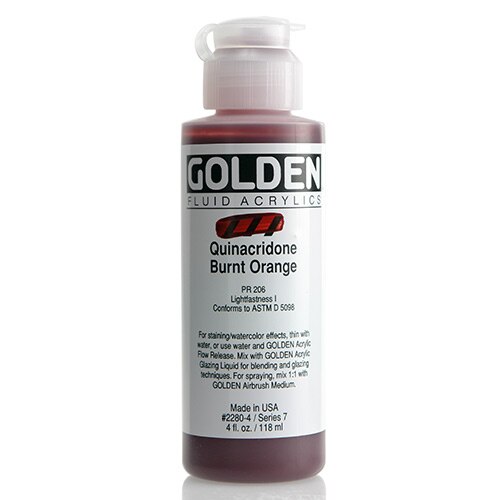 Golden, Fluid Acrylic, Paint, 4oz, Quinacridone Burnt Orange